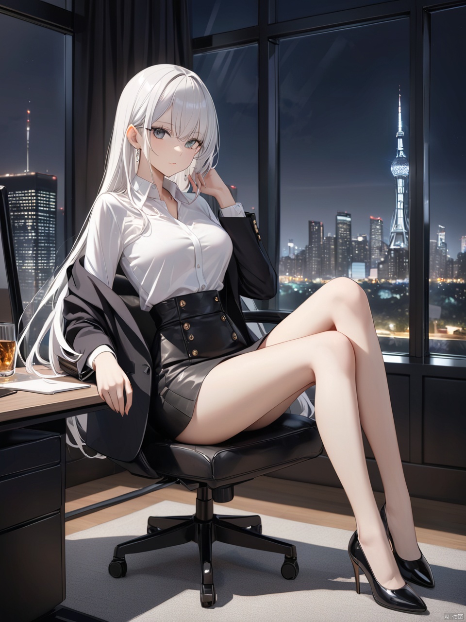 Woman wearing business outfit,  formal blazer,  white blouse on Tensor.Art