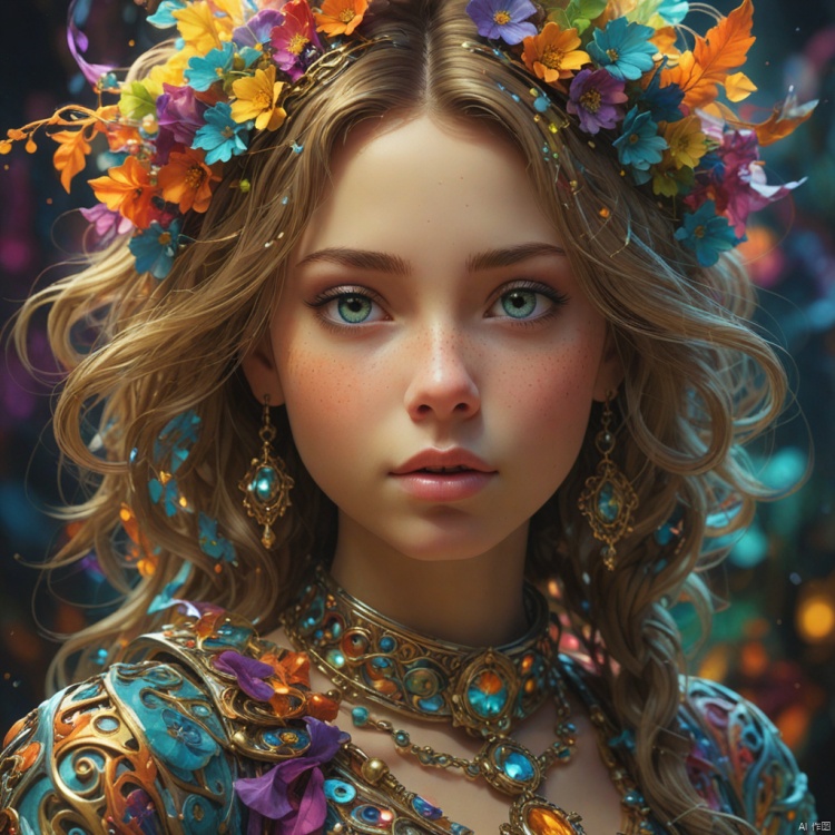  1girl,

magical radiance, Concept art,
fractal, colorful, depth of field , vivid colors, 
﻿