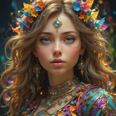  1girl,

magical radiance, Concept art,
fractal, colorful, depth of field , vivid colors, 
﻿