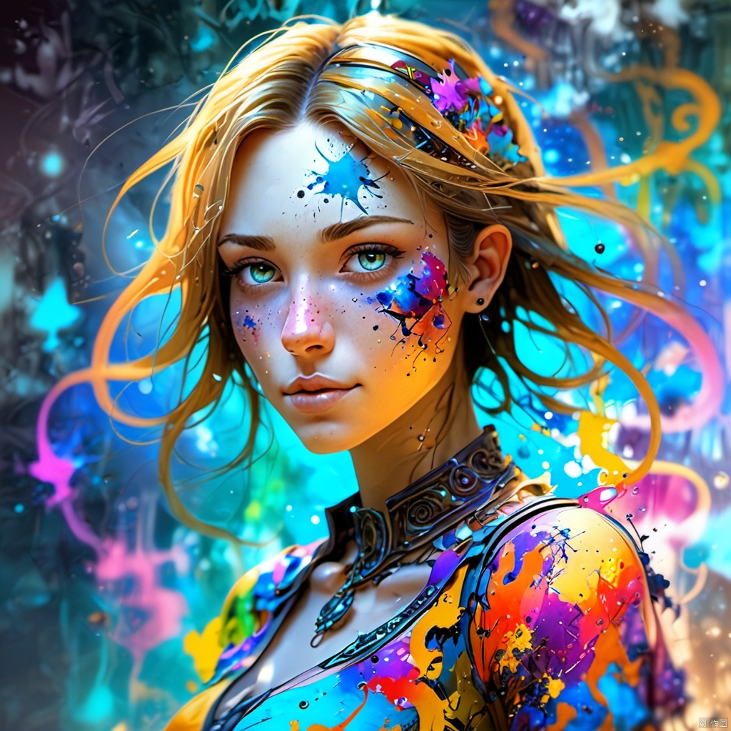1girl,

magical radiance, Concept art,depth of fieldm, realistic, fractal, colorful, depth of field, vivid colors, volumetric lighting, ink stains, ink splatters, ink runs, ink spots, faded ink linquivera