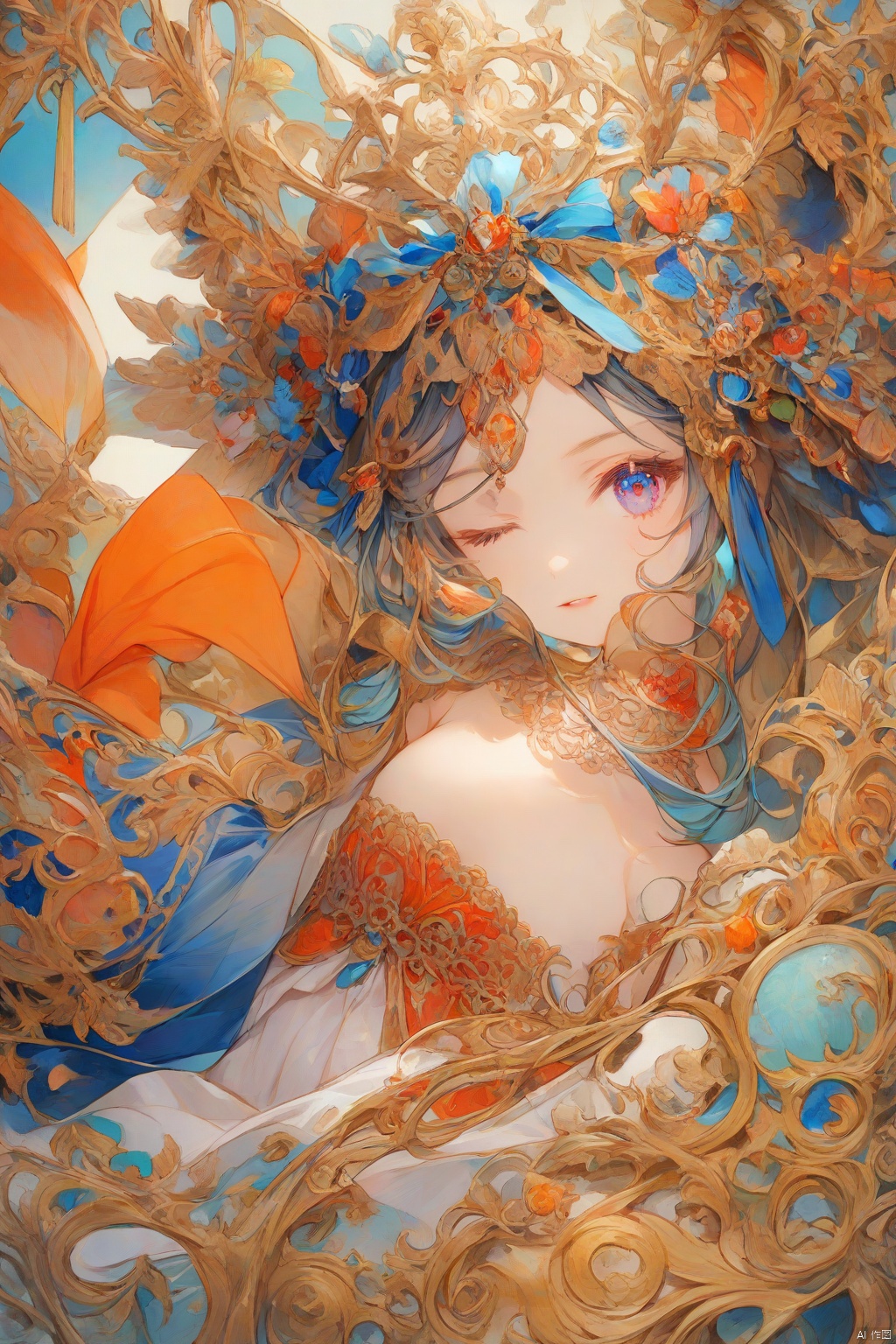  1girl, intricate detail borders