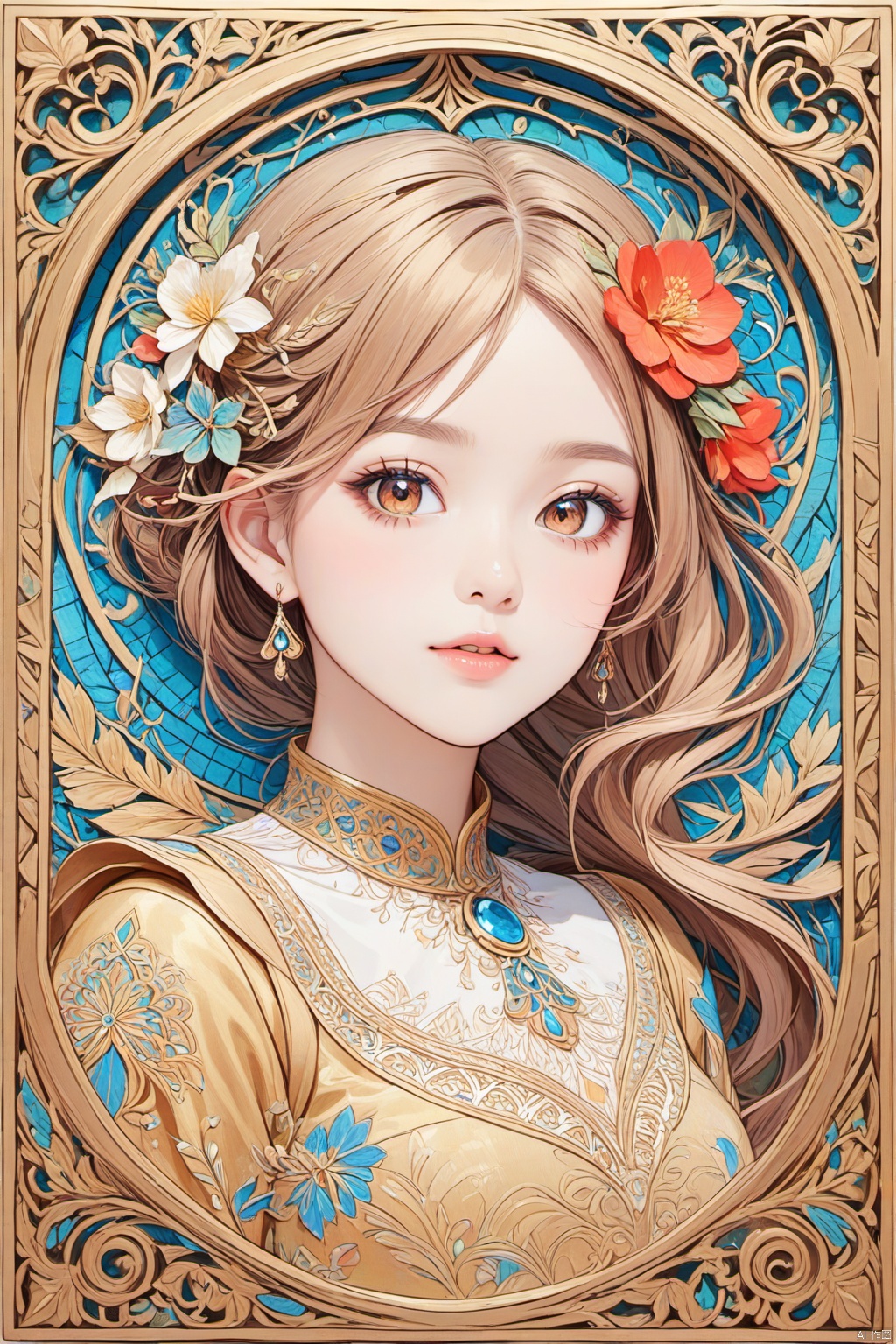 1girl, intricate detail borders