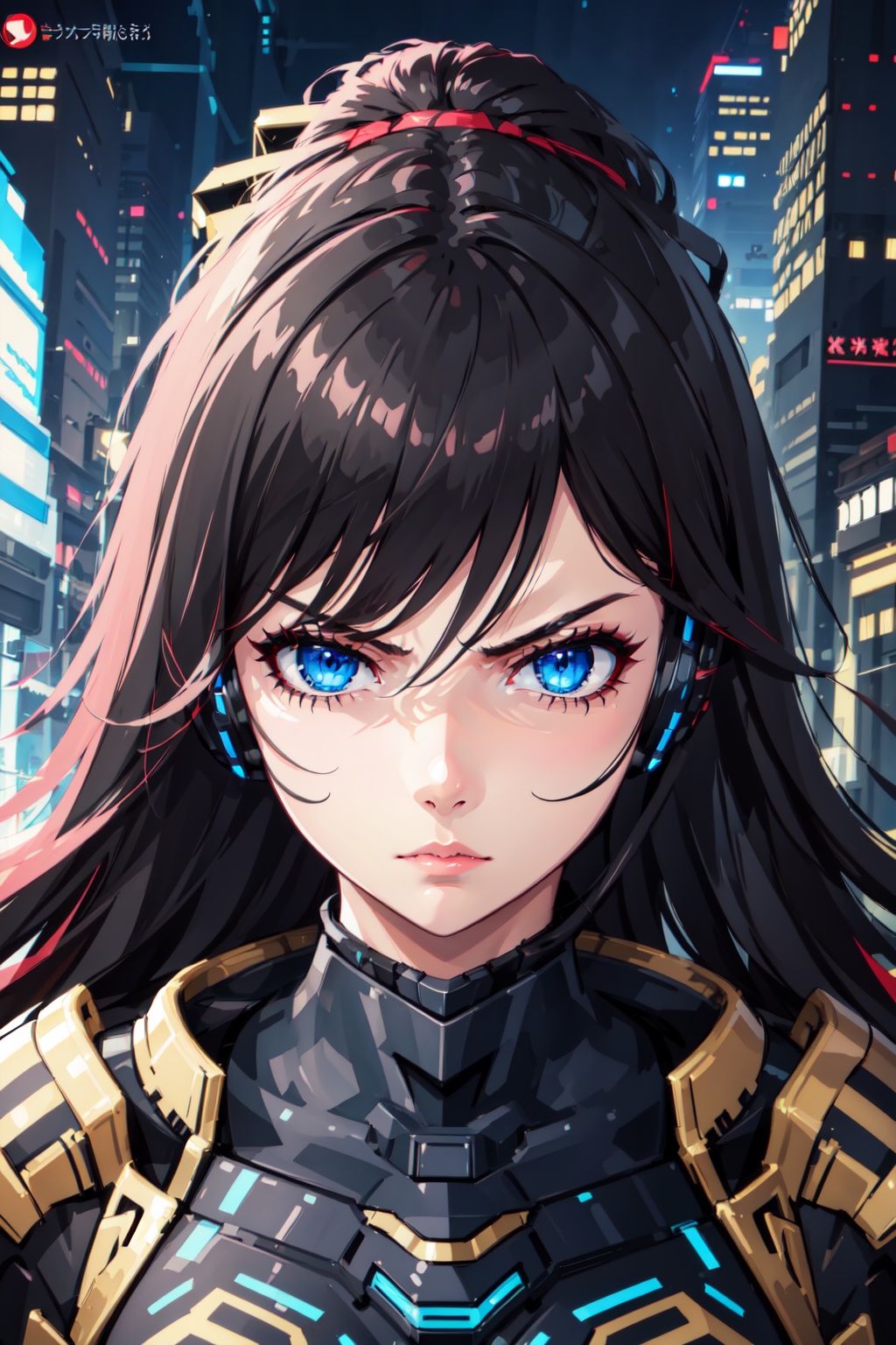 1girl,  black biomechanical armor,  futuristic city on Tensor.Art
