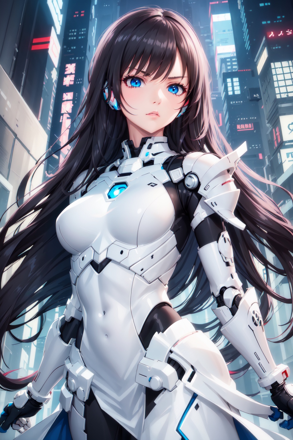 1girl,  white biomechanical armor,  futuristic city on Tensor.Art