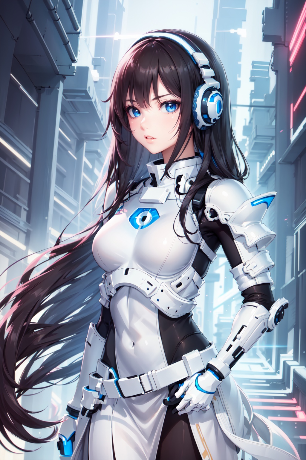 1girl,  white biomechanical armor,  futuristic city on Tensor.Art