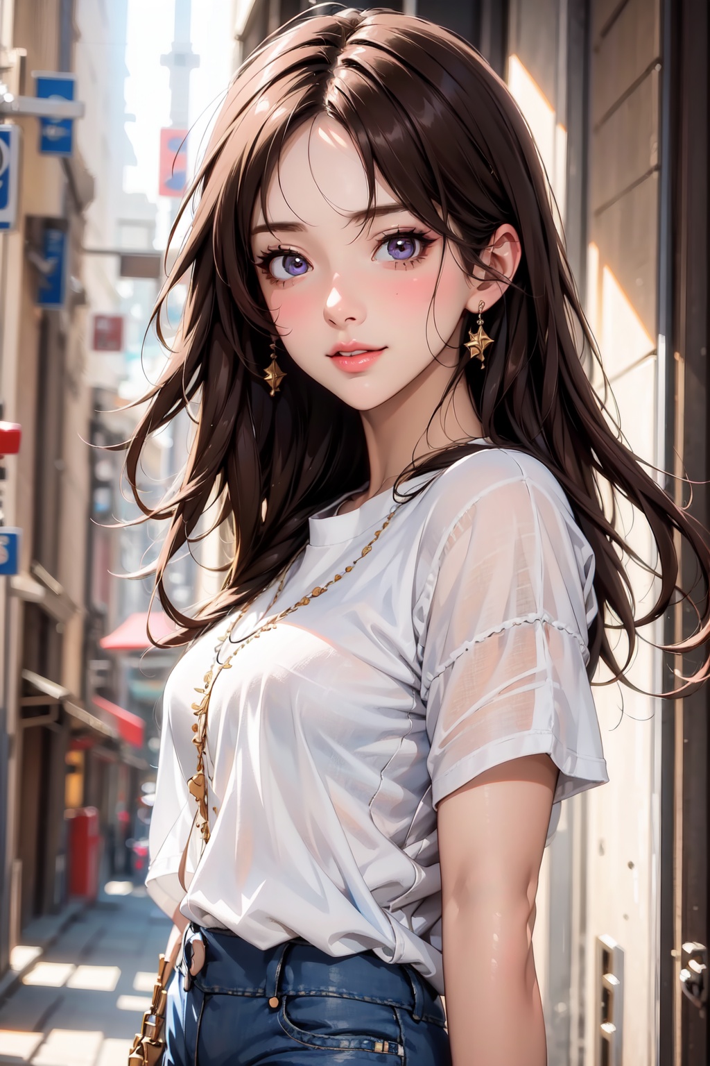 Cute girl,  tender smile,  colors on Tensor.Art