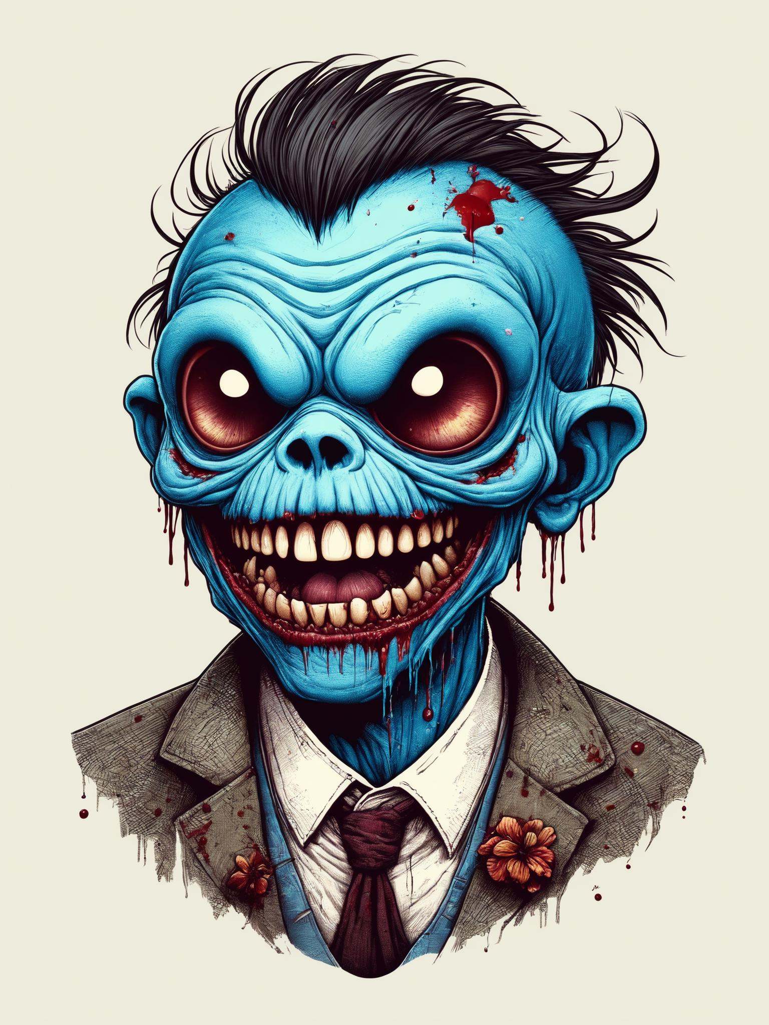Hello Stitch zombie,  in alex pardee style,  in Asaf Hanuka style on Tensor.Art
