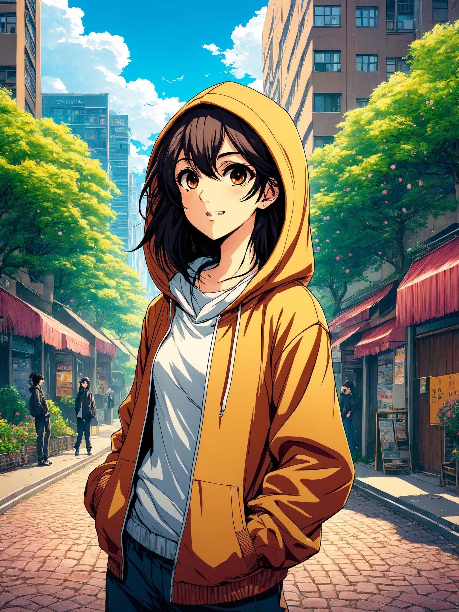anime artwork illustration comics animeoutdoors,  solo,  city street on Tensor.Art