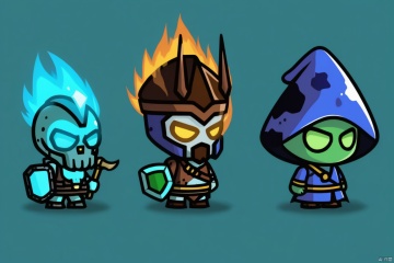 Three game characters, Rock Elemental Mecha Mage