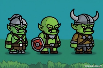 Three game characters, Orc MechaWarrior