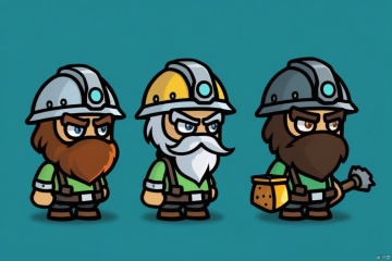 Three game characters, Dwarf Miner