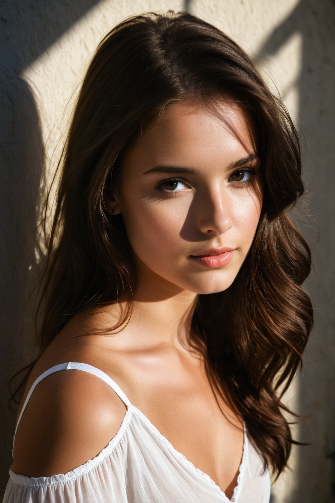 brunette girl,  [light contrast],  [hard shadows] on Tensor.Art