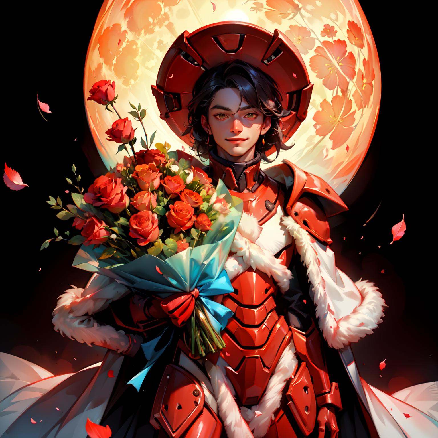 solo boy,  rose gives for viewer,  International Women's Day style on Tensor.Art