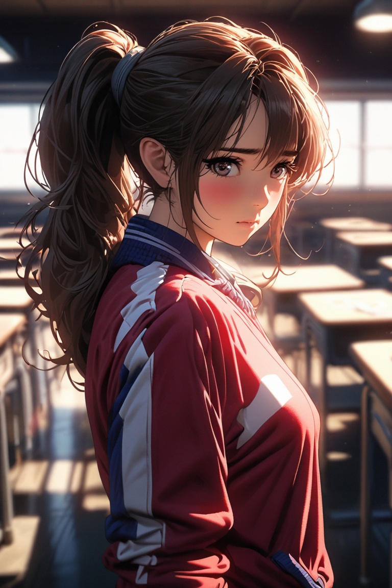 Comic city hunter style,  19 year old beautiful girl,  classroom on Tensor.Art