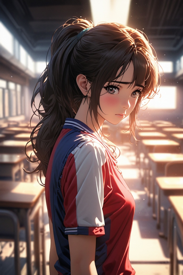 Comic city hunter style,  18 year old beautiful girl,  classroom on Tensor.Art