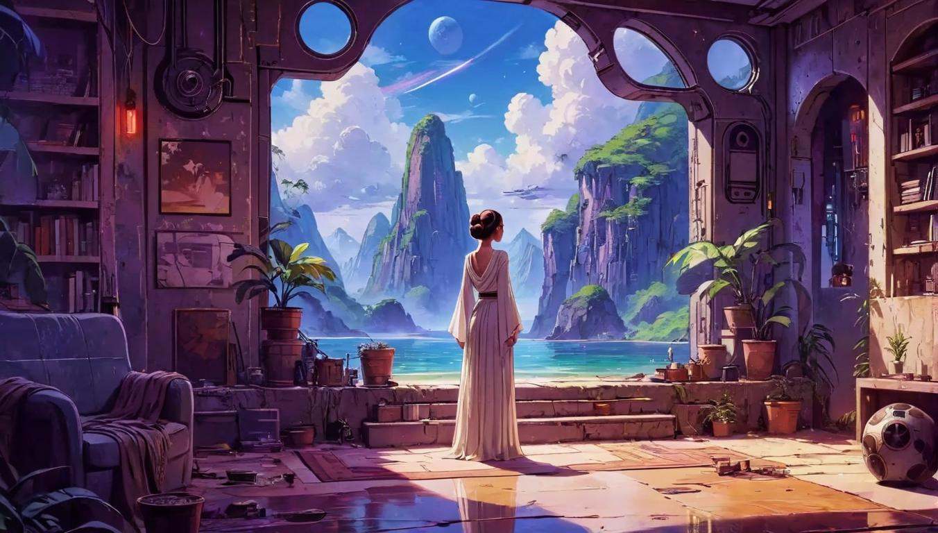 Dreamyvibes artstyle,  a scene from the movie Star Wars featuring princess leia by D.Slater on Tensor.Art