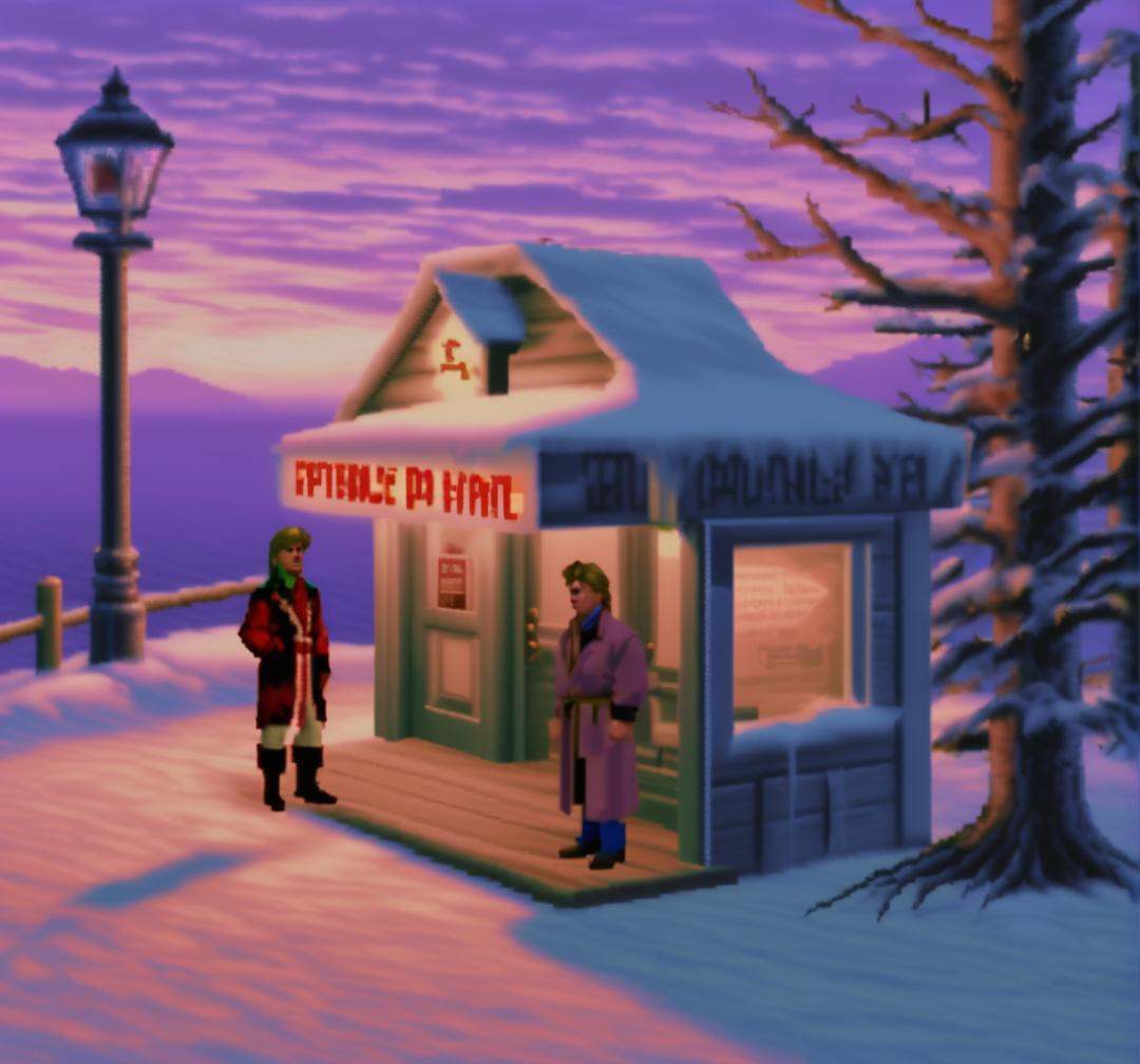 . Pop-up stores,  booth,  gets their tongue stuck to a frozen pole. on Tensor.Art