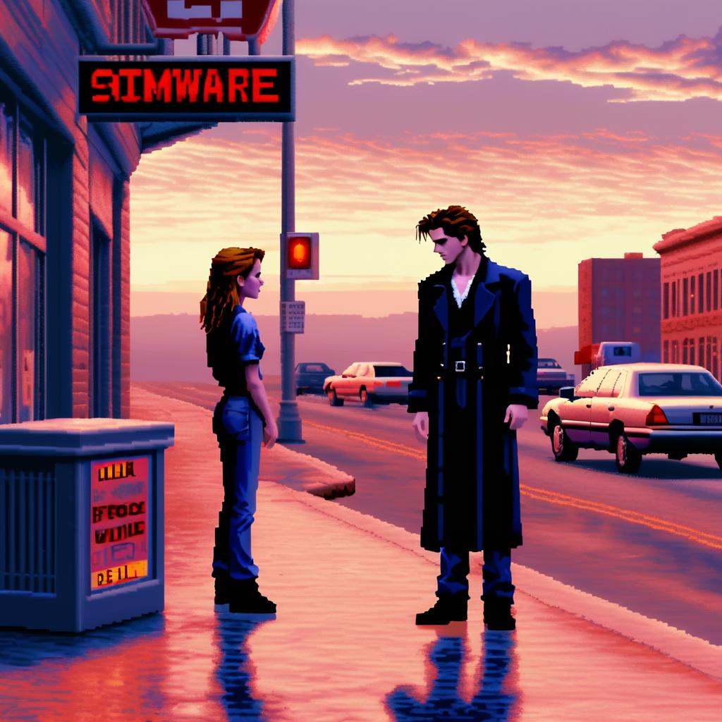 lcas artstyle,  Vampire Kristen Stewart from the movie /"Twilight"/ is seen preying on a man for his blood at the downtown...