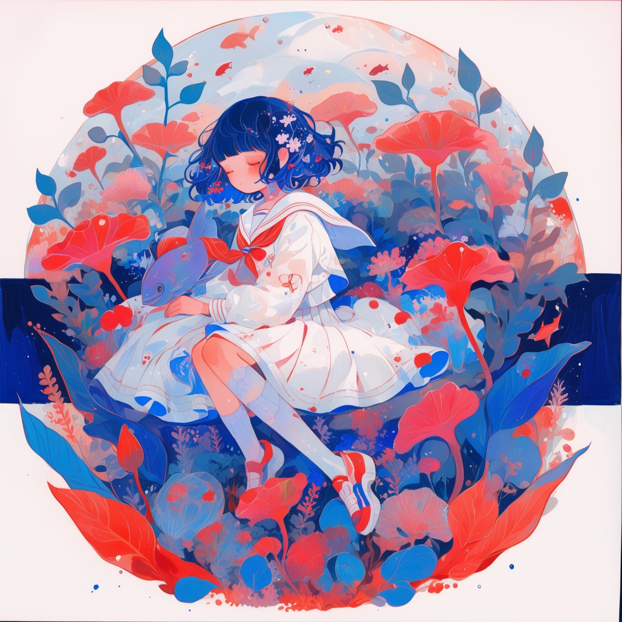 1girl,  solo,  white skirt on Tensor.Art