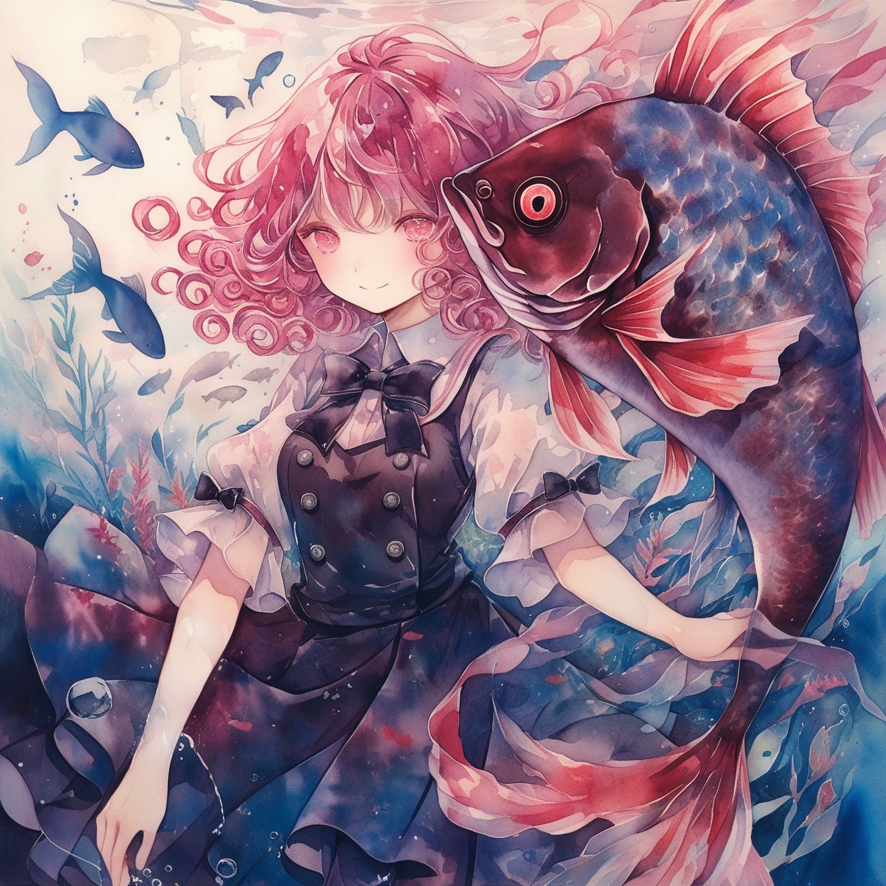 1girl,  solo,  fish on Tensor.Art