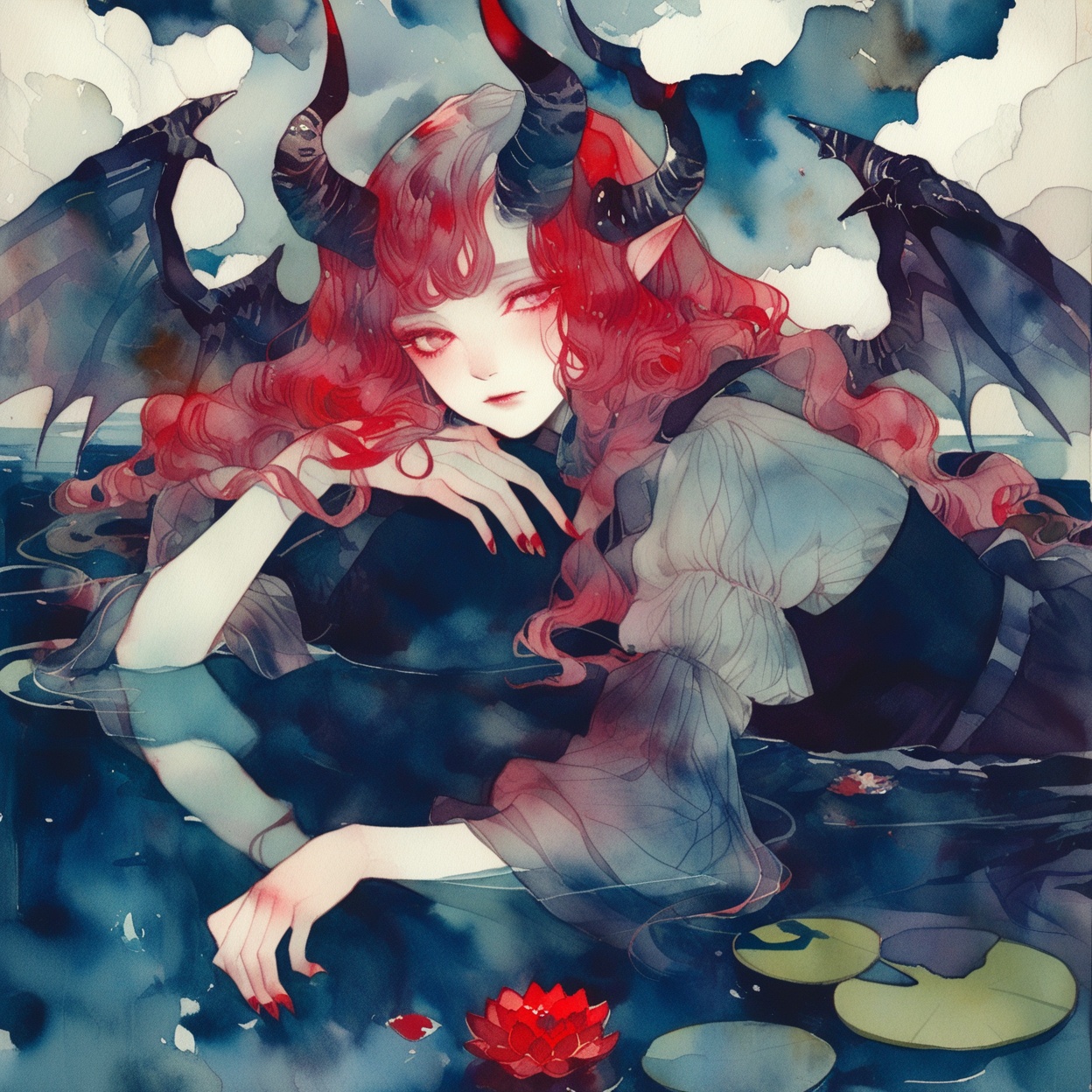 1girl,  horns,  solo on Tensor.Art