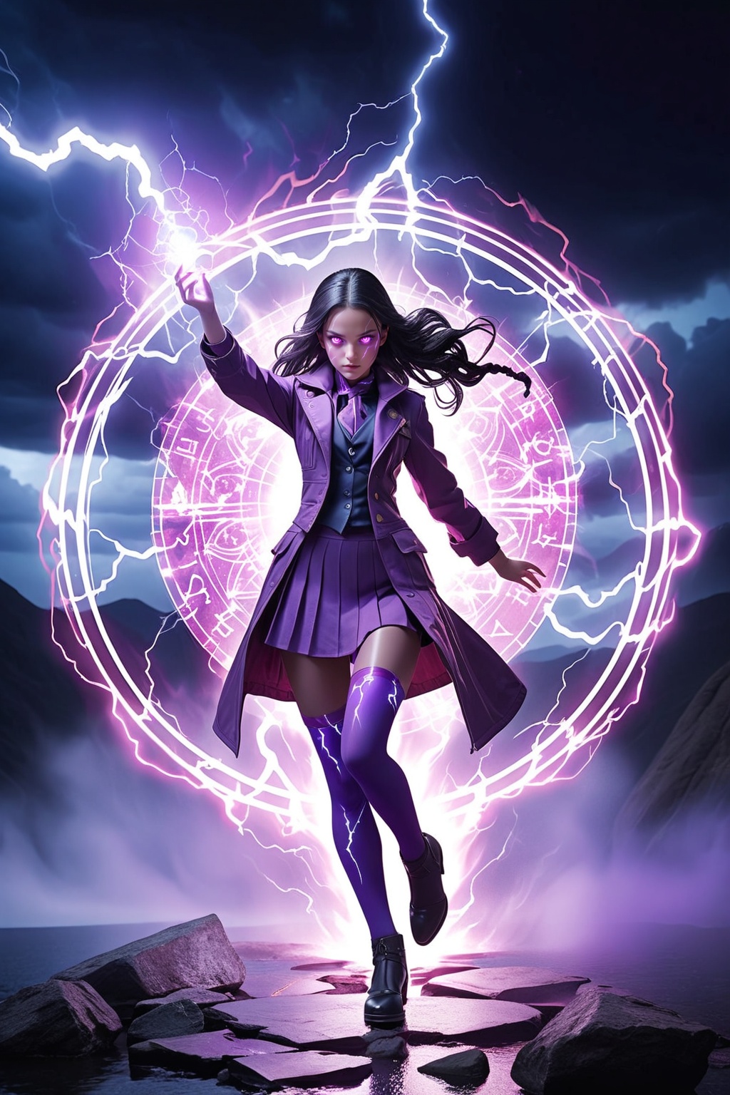 1girl,  urple hair,  purple eyes on Tensor.Art