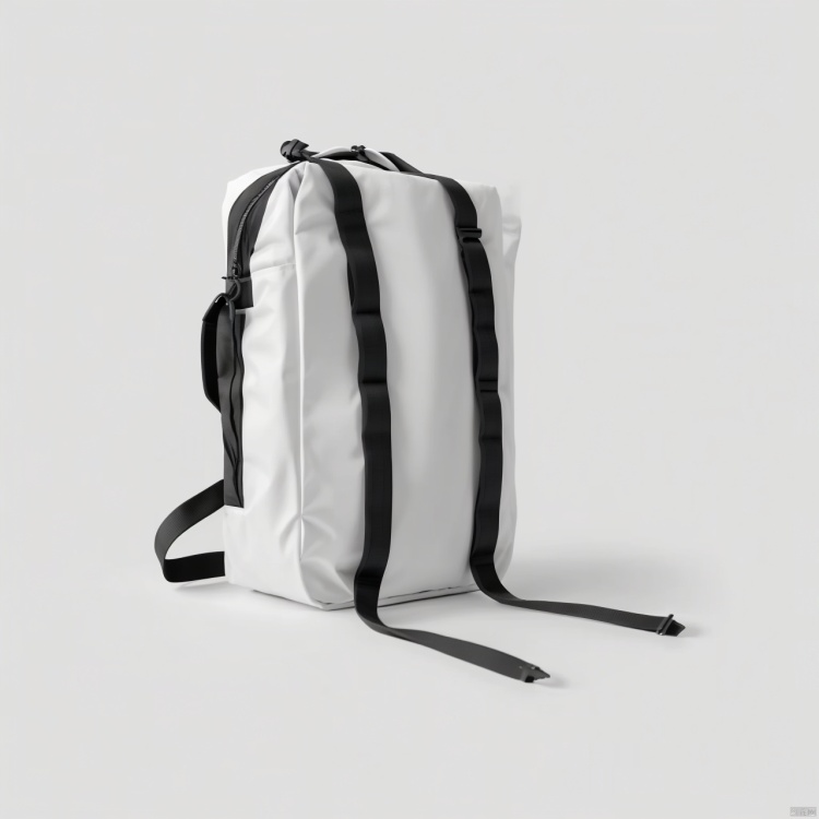  solo, simple background, white background, monochrome, greyscale, bag, no humans,School bag minimalist design, white