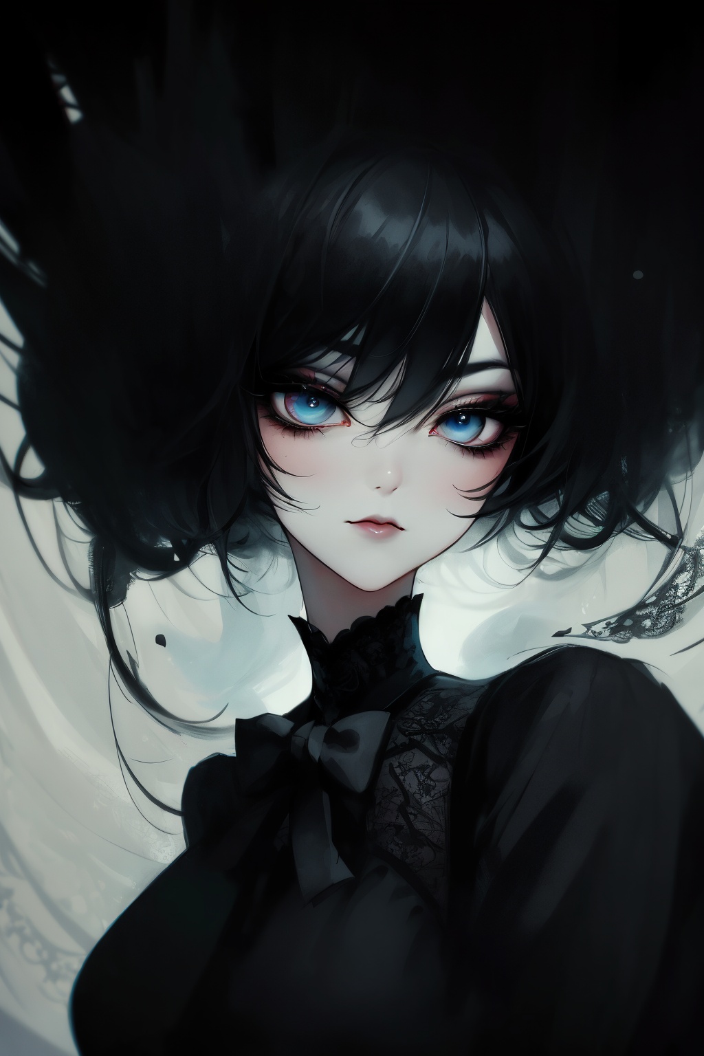 Minimalist painting,  portrait of gothic girl,  looking at viewer on Tensor.Art