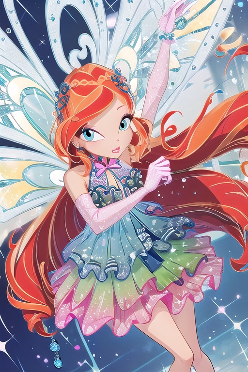 Bloom,  dress,  fairy wings on Tensor.Art