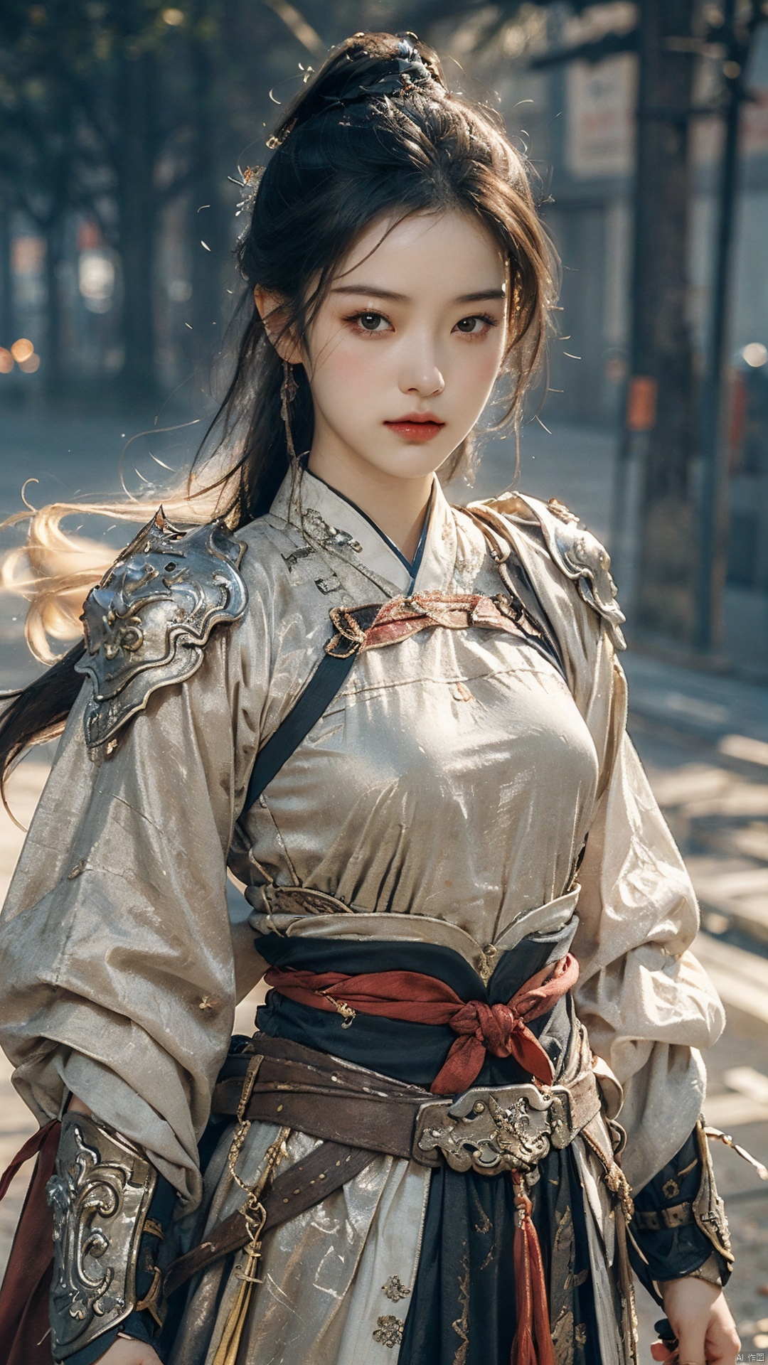  masterpiece,best quality,1girl, beautiful chinese girl, (beautiful detailed armor), (beautiful detailed hanfu), black eyes,see-through,
Game art,The best picture quality,Highest resolution,8K,(Head close-up),(Rule of thirds),(Female Warrior),
An eye rich in detail,(knightess),Elegant and noble,indifferent,brave,bandeau top,pauldron,gardebras,
(Ancient runes of light,Combat accessories with rich details,Metallic luster)
(super fucking cool:1.2)