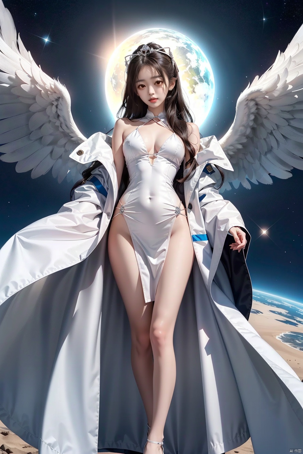 Planet X is the angel star, angel sister is coming, planet X is very beautiful, is a pink planet, angel sister has long black hair, white, tender and silky skin, everyone is very beautiful.


Long black hair,

A white gauze coat,

White, tender , silky ,Straight and slender legs. 
A graceful, thin waist.Skin is white, tender and silky.


(Angel sister wants to take me away from the earth, so happy, so happy, so touched,Sister Angel took my hand and flew away with Sister Angel.
Angel sister is the best. I like angel sister. Planet X is angel star. Angel sister lives on planet X
)
view_from_above, girl,women,female,sister, ((poakl))