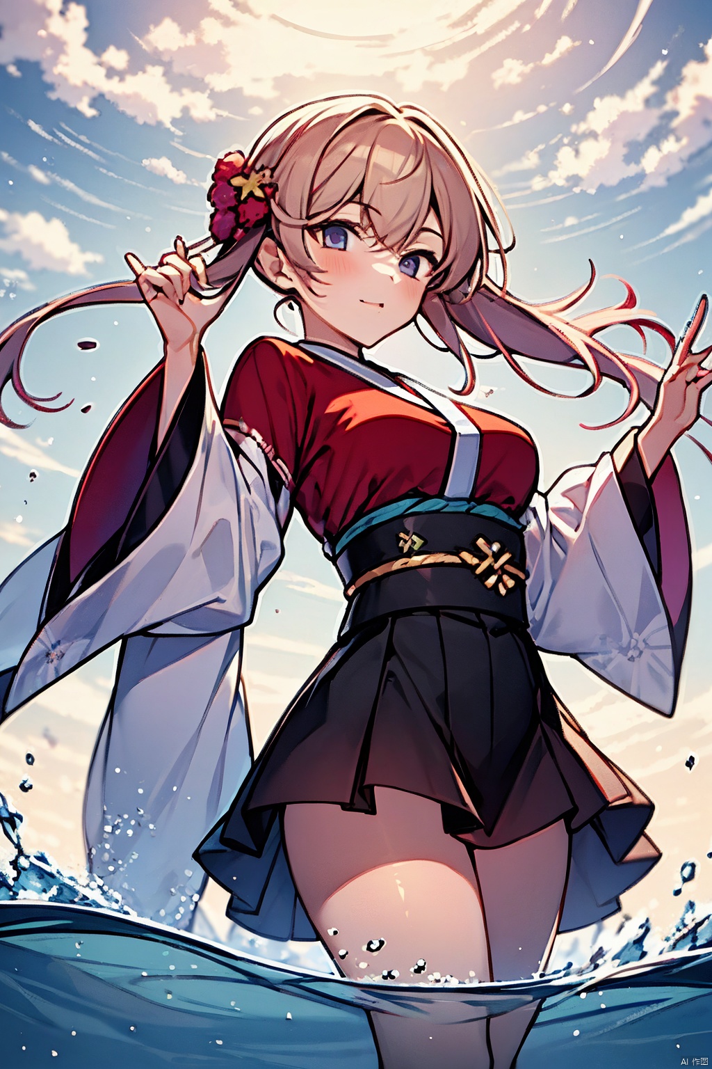 best quality,8k,1girl,solo,kimono,water,
