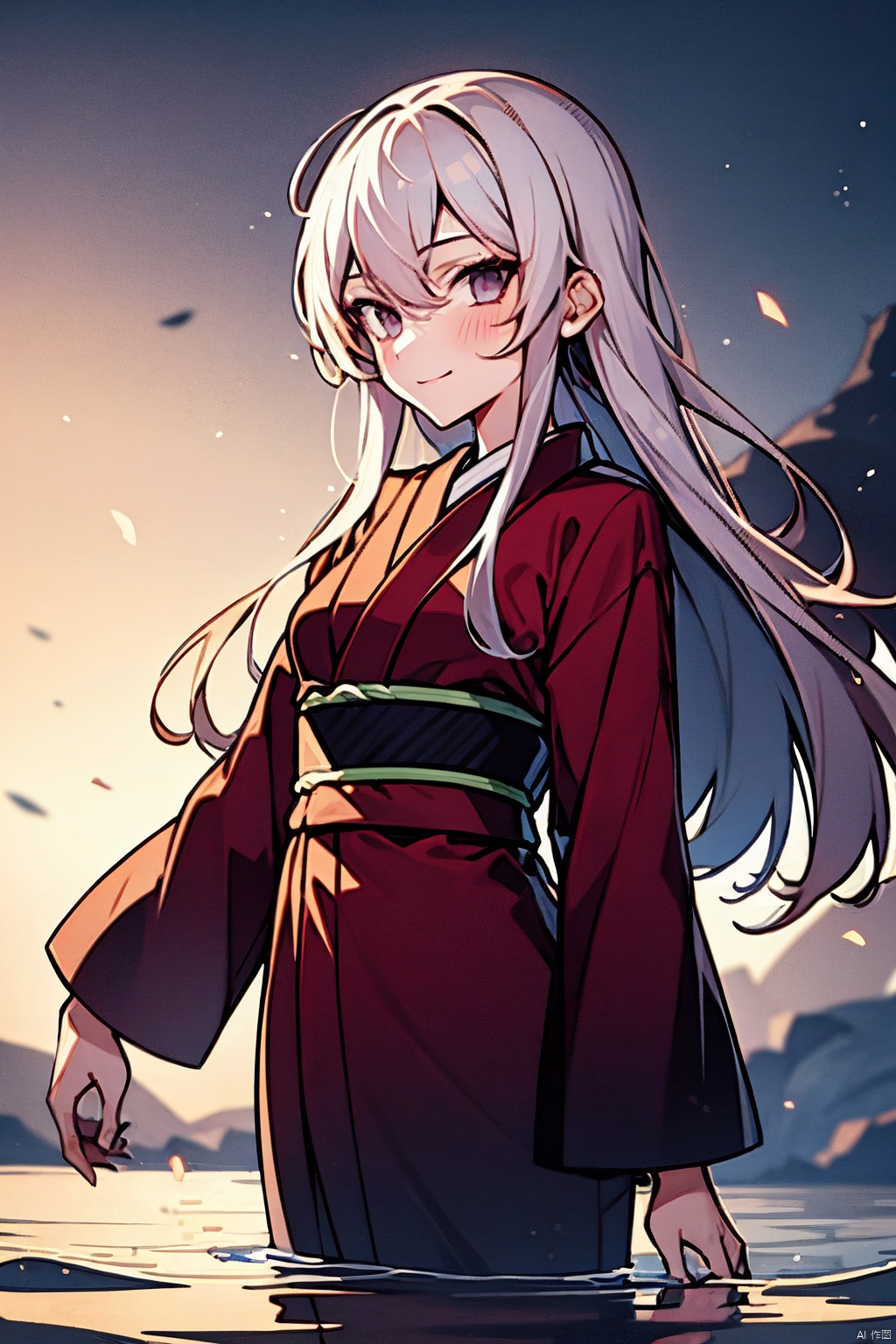 best quality,8k,1girl,solo,kimono,water,