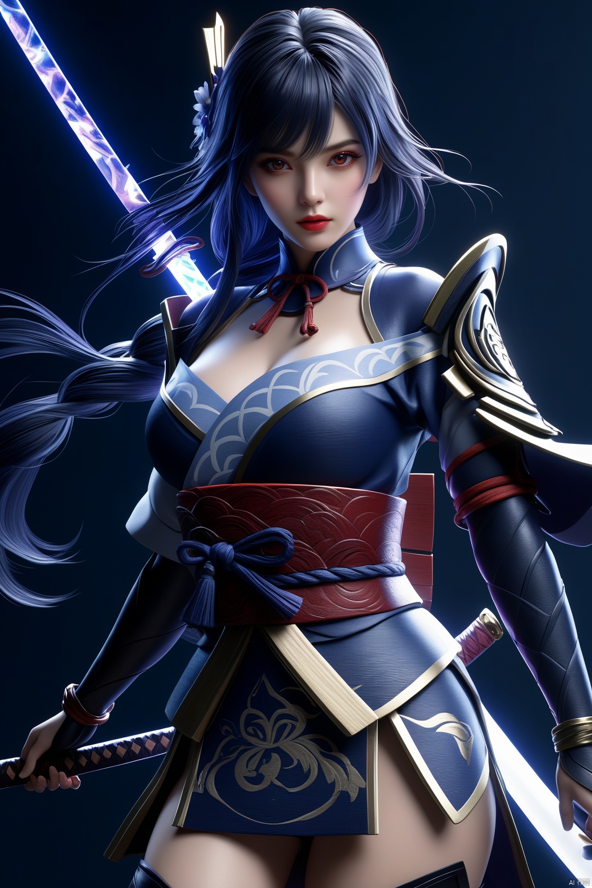  8k,RAW photo,best quality,masterpiece,hatching (texture),skin gloss,light persona,artbook,extremely detailed CG unity 8k wallpaper,official art,(high detailed skin).drawing sword,holding,holding weapon,holding sword,glowing eyes,glowing weapon,breasts center,anime background,Genshin impact,Raiden Shogun.Genshin impact,Raiden Shogun.full body,full shot,high resolution,high detail,beautiful,stunning,hyper realistic,unreal engine 5,PVC style.,(huge breasts,cleavage:1.2),ld-hd,bd-hd,,ll-hd,,ty-hd,,bj-hd