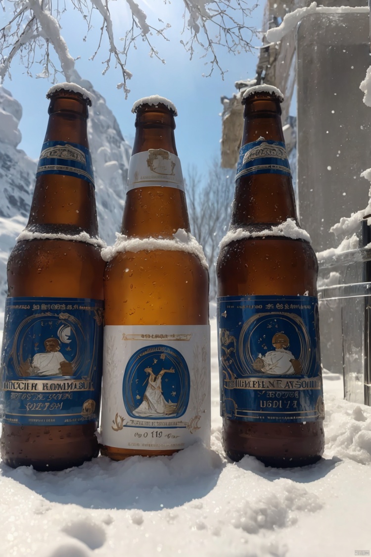  absurdres,incredibly absurdres, beer, snow