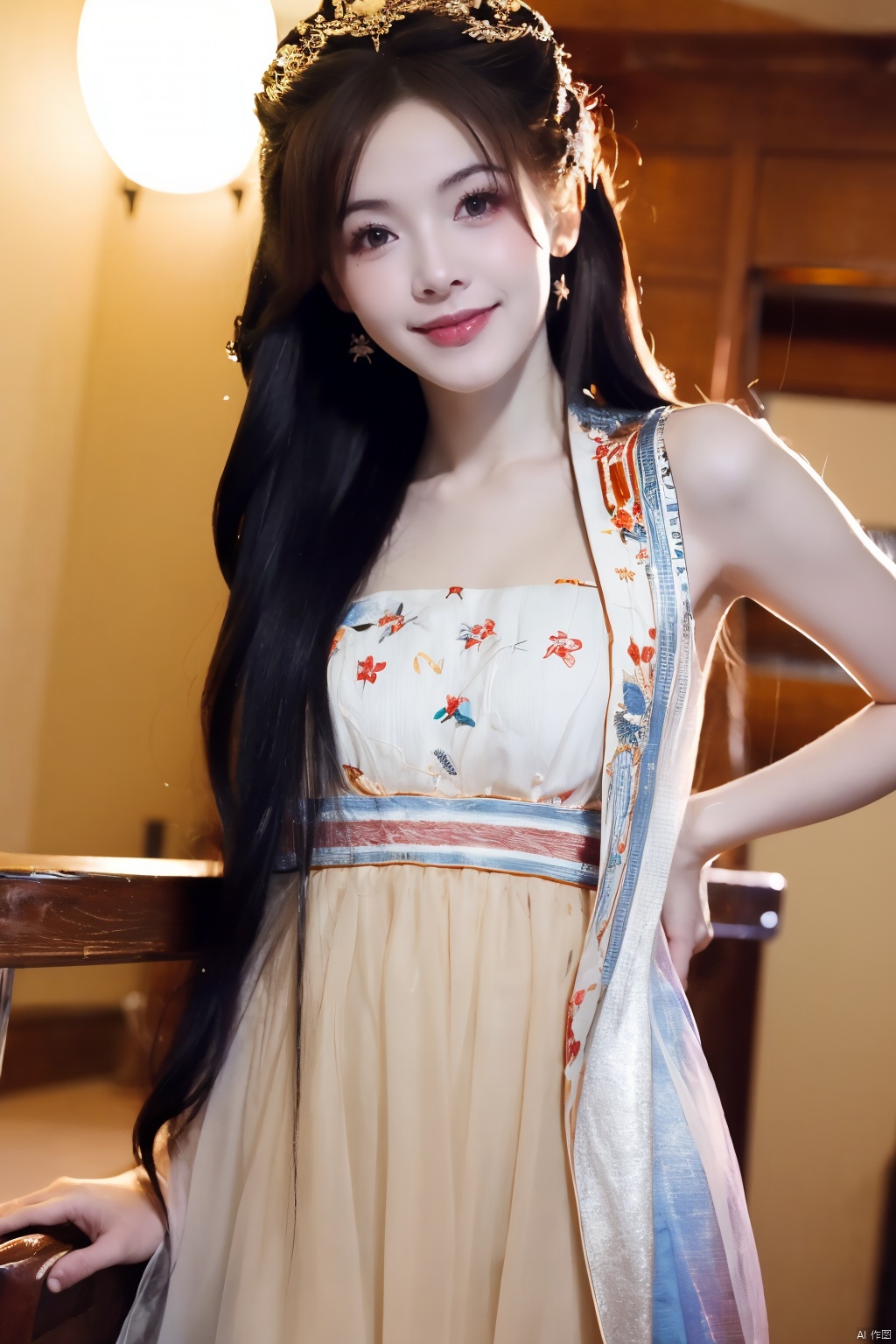 (masterpiece, best quality:1.2),1girl,solo,long hair,smile,Red,