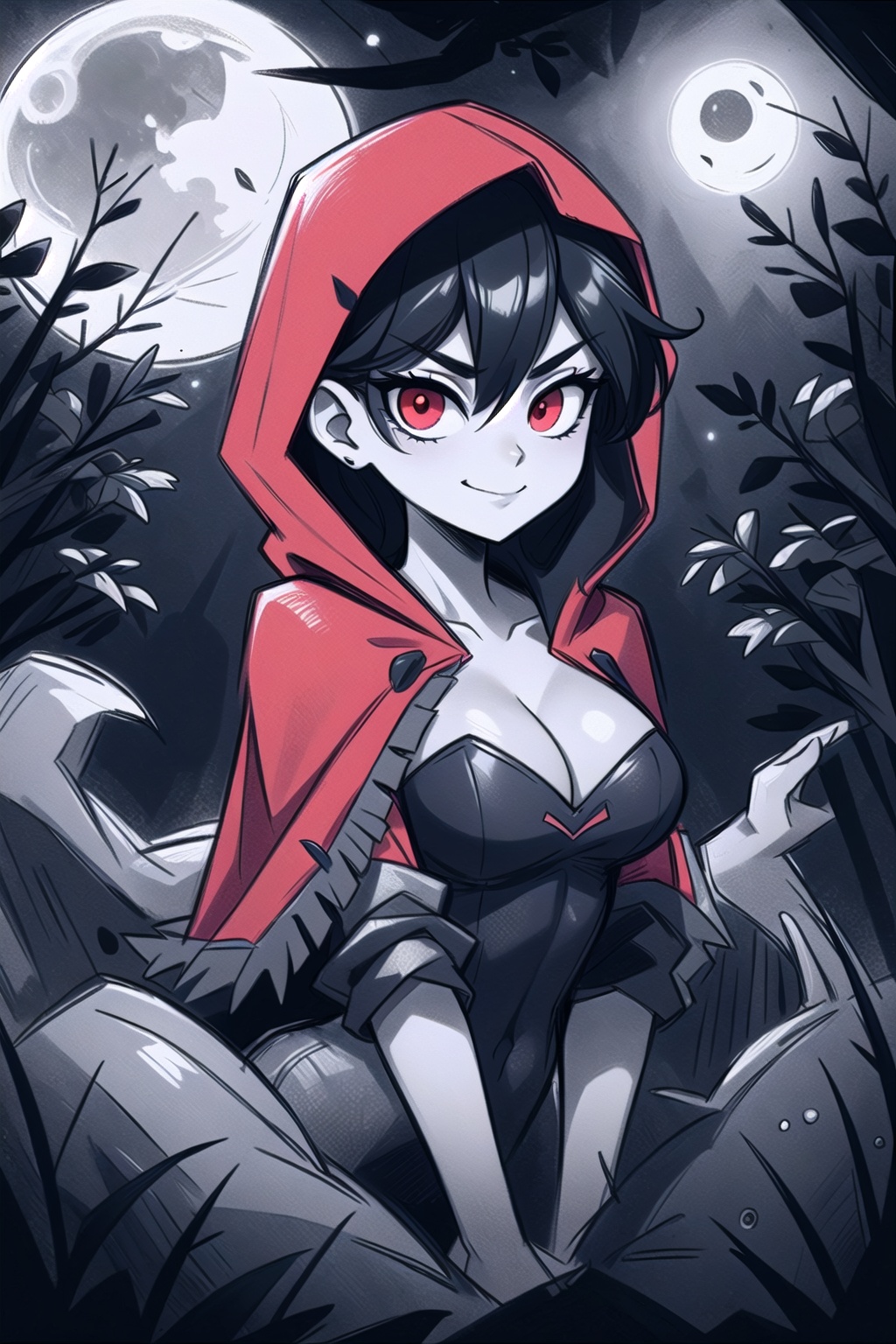 sketch,  cleavage,  red hood by Oni Toki on Tensor.Art