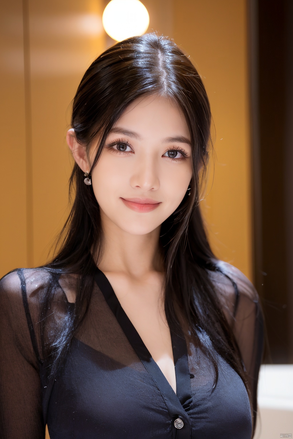 1girl, photorealistic, masterpiece, best quality,Red, realistic,wearing a slightly unbuttoned blouse, smile,looking at viewer, sexy