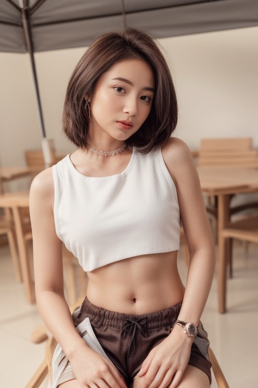 a woman,  brown gradient hair,  medium hair on Tensor.Art