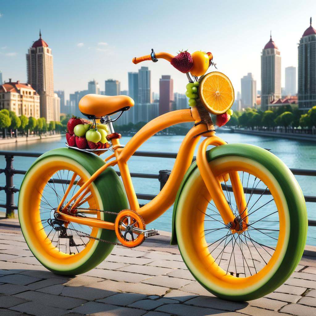 fruity,  bicicle,  city backround on Tensor.Art