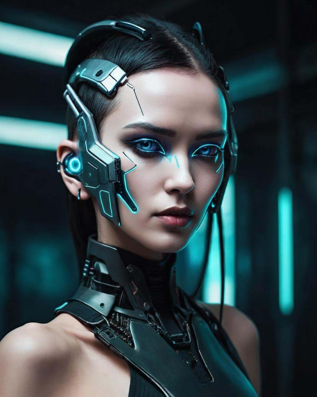 a woman with a futuristic face and ear ,  cyberpunk style on Tensor.Art