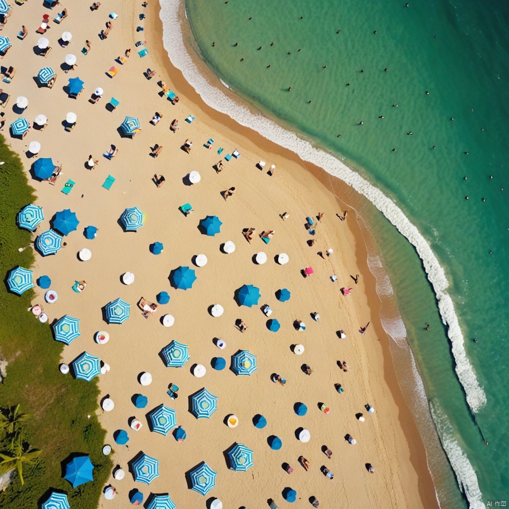 beach,  A bird's-eye view,  aerial view on Tensor.Art