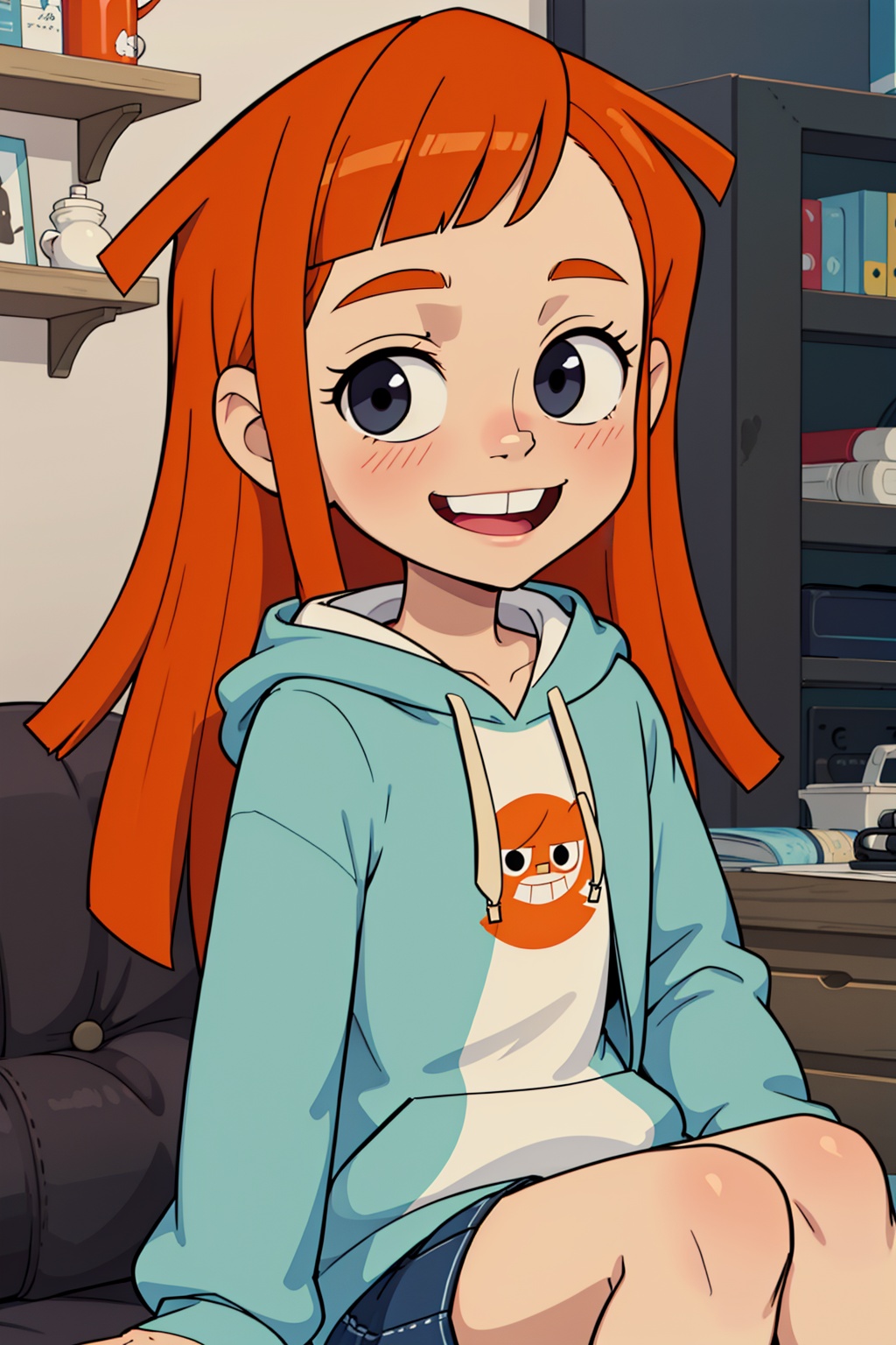 1girl,  solo,  lwhite hoodie on Tensor.Art