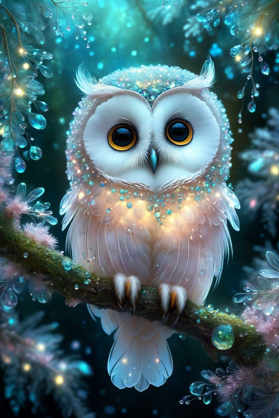 glittering night,  cuteness overload,  forest background on Tensor.Art