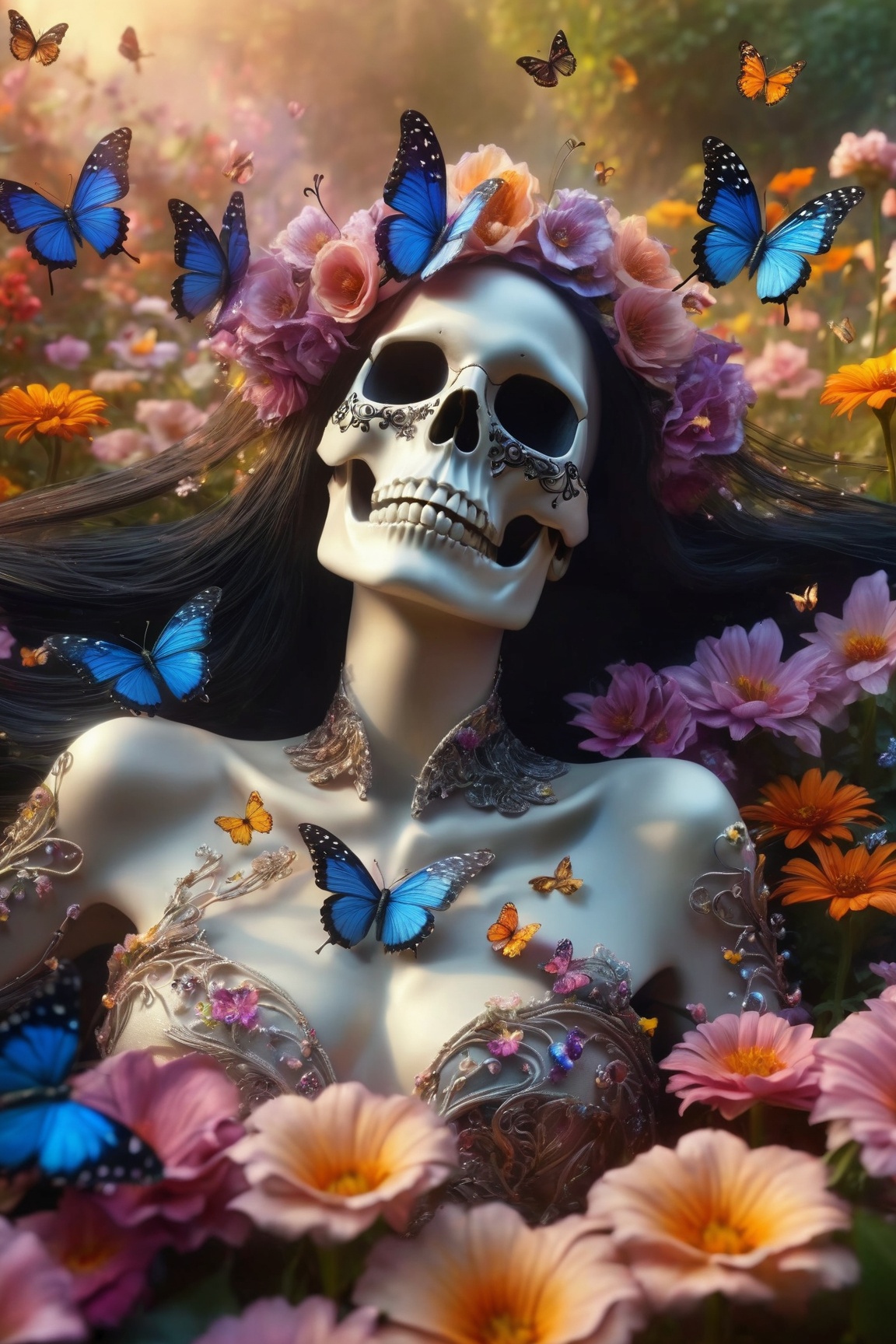 Dreamscape female grim reaper,  skull,  laughing on Tensor.Art