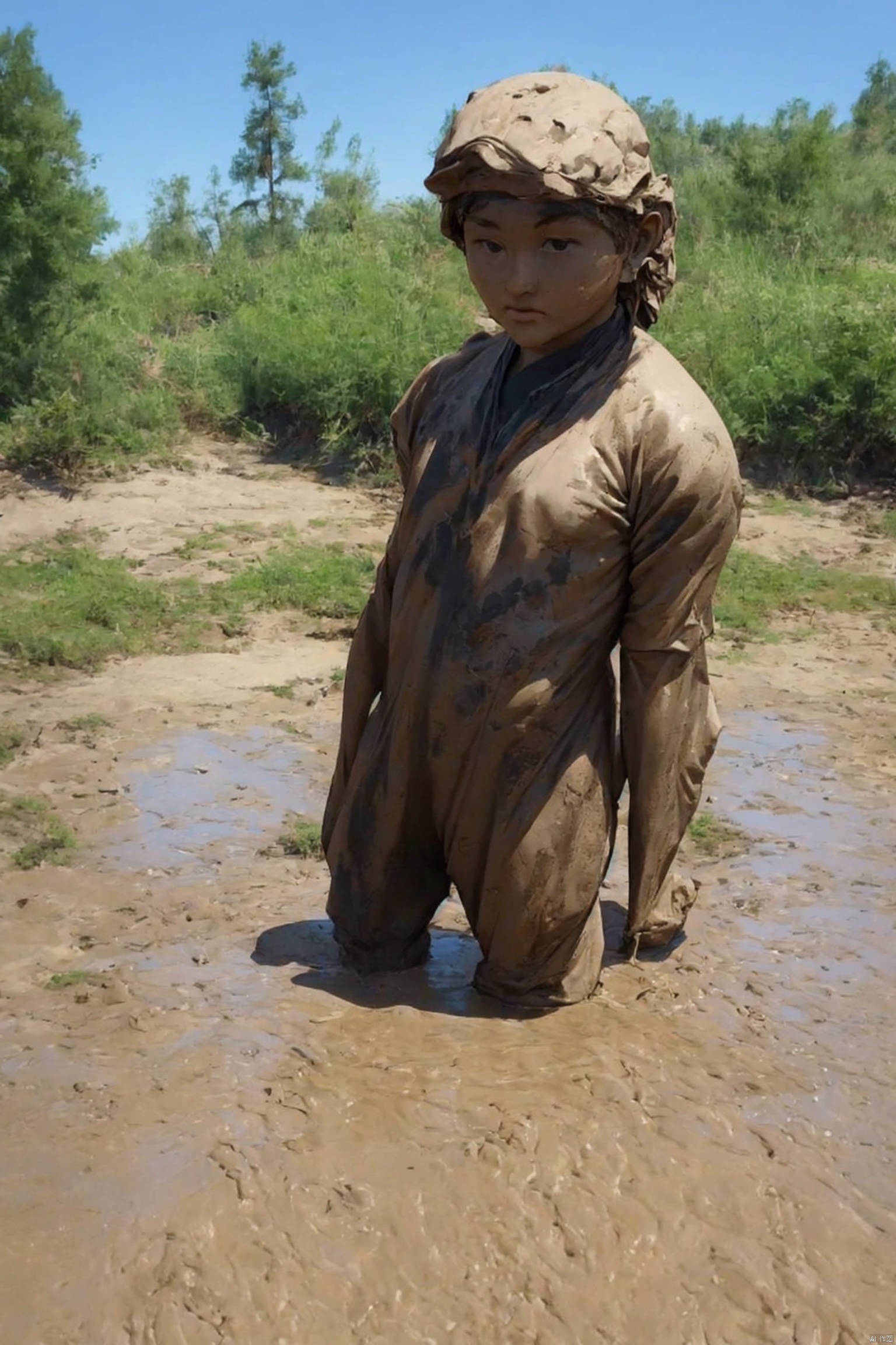 Bestquality,8k,(((masterpiece))),((bestquality)),(full_body:1.2), solo, Be covered in mud