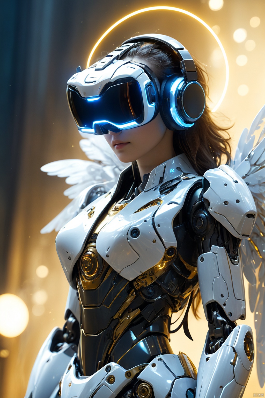  ,bailing_robot,robotics,machine_robo,close-up shot side view of a woman wearing futuristic transparent VR device with glowing lights on the VR device looking upwards,highly detailed,ultra-high resolutions,32K UHD,machine_robo,(cat ears:0.6),weapon,future technologies,Partial texture of a metal robot,solo,weapon,Matte Metal,(wings:0.6),wire,
(ink art, ink illustration, ink, rough:1.1),(flowing lines),dreaming,dreams,sleeping,eyes closed,a white abstract design with a bird on it's back end and a long tail,A metal robot with delicate mechanical patterns,gradient,Partial texture of a metal robot,Technological Fantasy, MECHA ANGEL SOLDIER