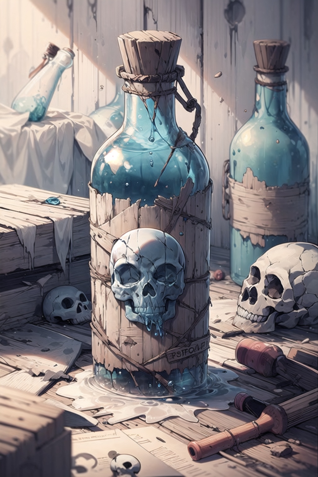 water,  skull,  bottle by Oni Toki on Tensor.Art