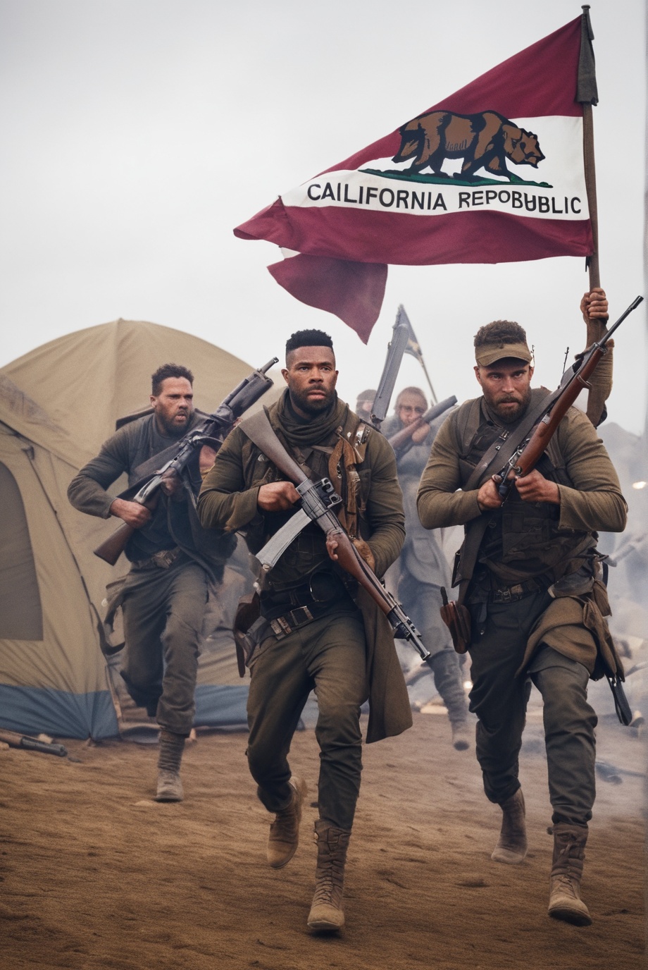 falloutcinematic,  action shot,  5 New California republic militia on Tensor.Art