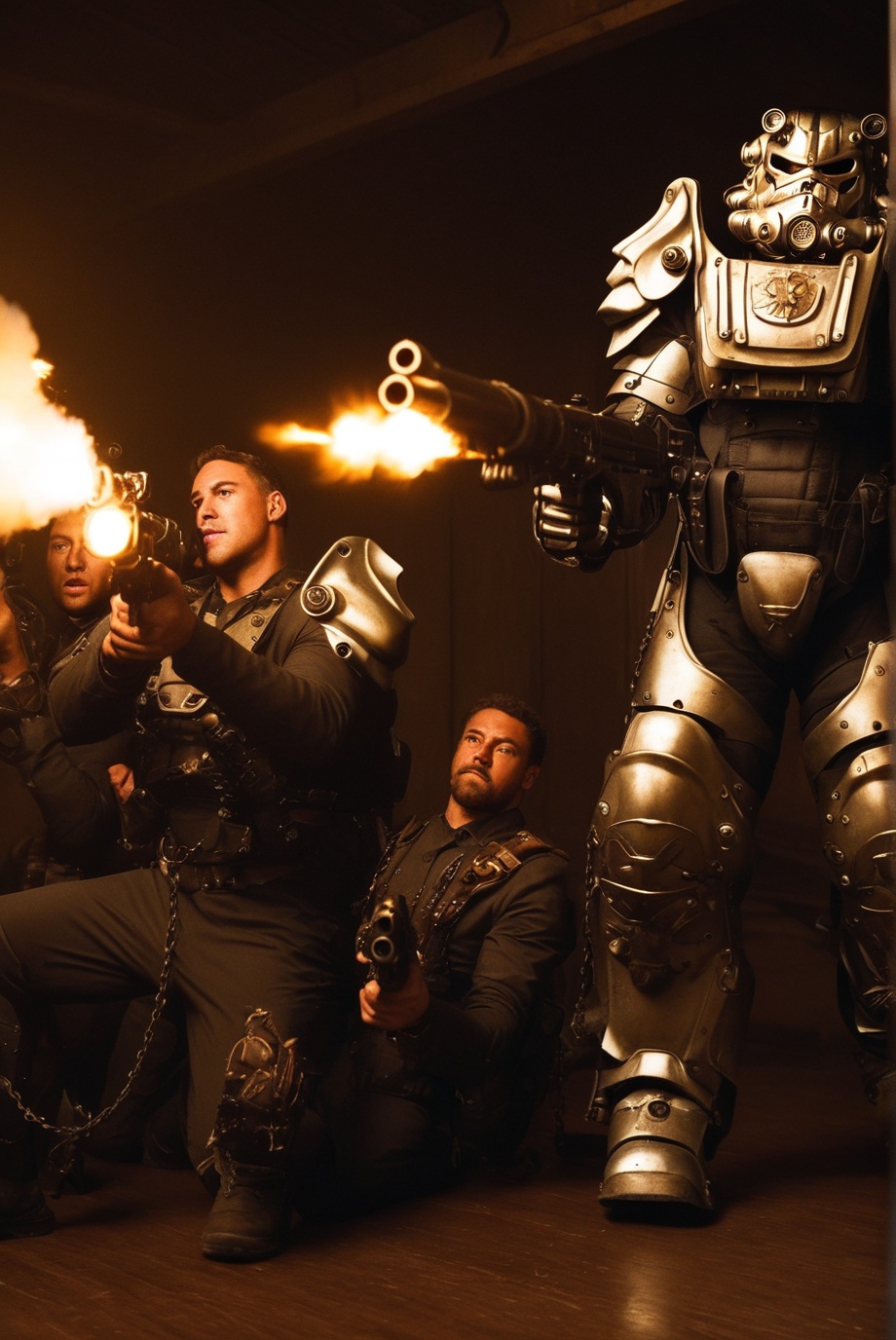 falloutcinematic,  power armor,  holding chain gun on Tensor.Art